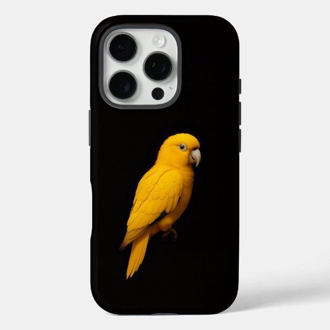 Funda iPhone 16 Pro Negro 4 Luxe iPhone 16 Pro, Perico Dorado (Reverso )