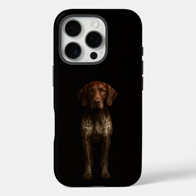 Funda iPhone 16 Pro Negro 4 Luxe iPhone 16 Pro, Perro Pointer Alemán (Reverso )