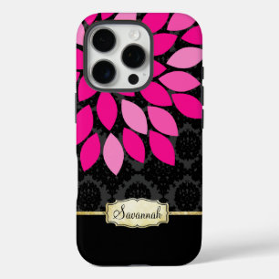 Funda iPhone 16 Pro Negro y oro rosado personalizado