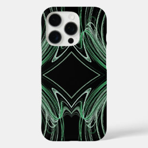 Funda iPhone 16 Pro Negro y Verde Ajustes de fractal para todos los c