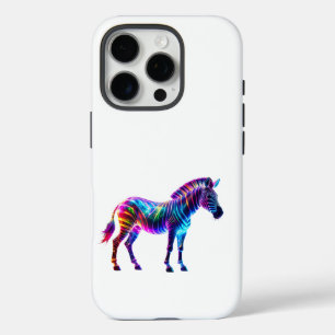 Funda iPhone 16 Pro Neon Galaxy Zebra Art - Vibrante Stripe psicodélic