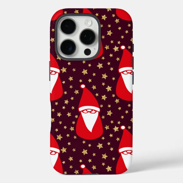 Funda iPhone 16 Pro Noche del Purpurina de oro Santa Starry (Reverso )