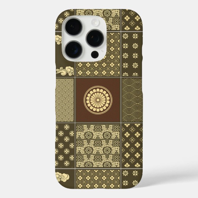 Funda iPhone 16 Pro Noir de patrones de mezcla japonesa (Reverso )