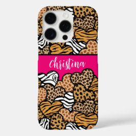 Funda iPhone 16 Pro Nombre de corazones de impresión de animales jugue