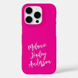 Funda iPhone 16 Pro Nombre de monograma personalizado de color rosa ne