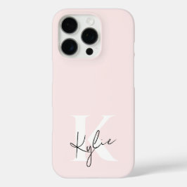 Funda iPhone 16 Pro Nombre de monograma personalizado del Rosa de Rubo