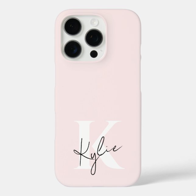 Funda iPhone 16 Pro Nombre de monograma personalizado del Rosa de Rubo (Reverso )