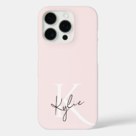 Funda iPhone 16 Pro Nombre de monograma personalizado del Rosa de Rubo