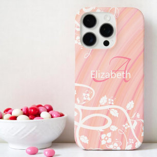Funda iPhone 16 Pro Nombre de monograma personalizado femenino rosa bl