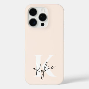 Funda iPhone 16 Pro Nombre de monograma personalizado moderno de color