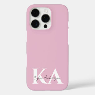 Funda iPhone 16 Pro Nombre de monograma personalizado rosado moderno: