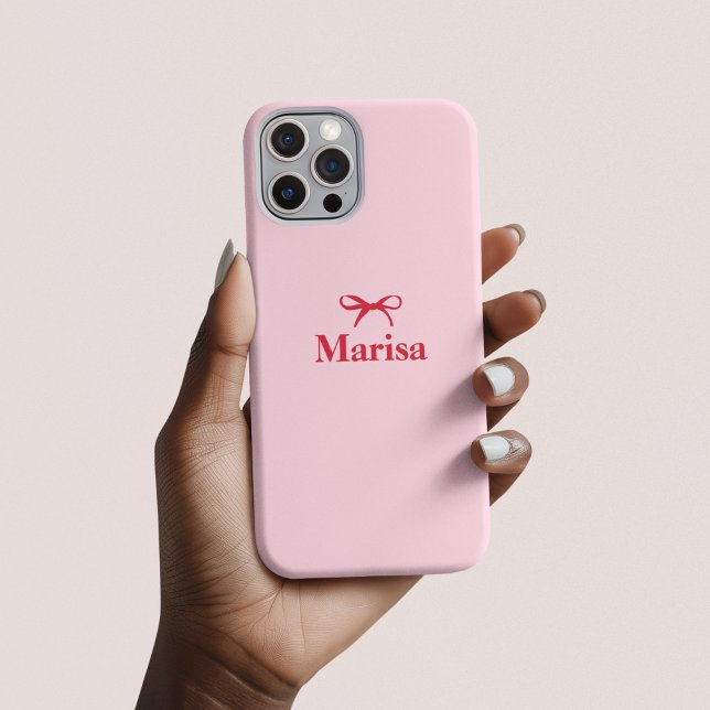 Funda iPhone 16 Pro Nombre de vaca rosa y rojo personalizado | Persona (Subido por el creador)