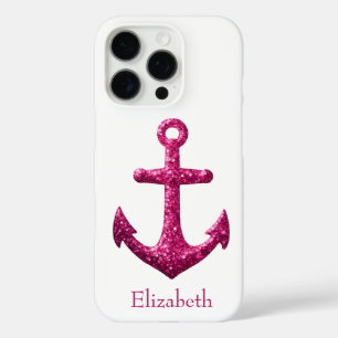 Funda iPhone 16 Pro Nombre del Anclaje Náutico Purpurina de Espuma Ros