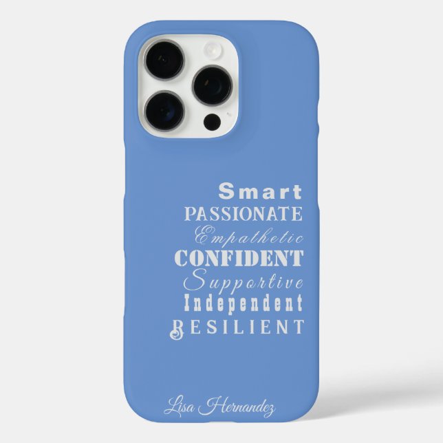 Funda iPhone 16 Pro Nombre del personalizable, características blanco  (Reverso )