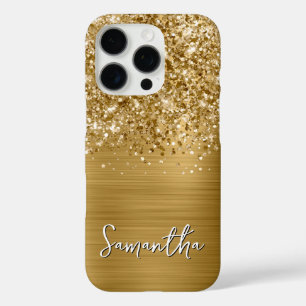 Funda iPhone 16 Pro Nombre Glam Oro Brillante