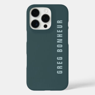 Funda iPhone 16 Pro Nombre moderno y elegante   Gris azul