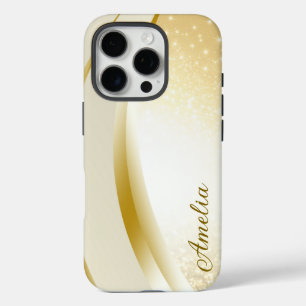 Funda iPhone 16 Pro Nombre monogramado con brillo elegante