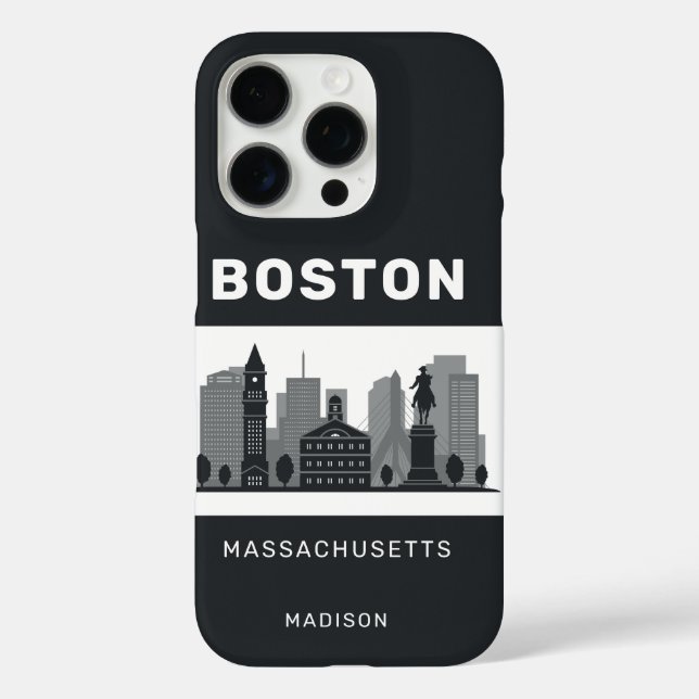 Funda iPhone 16 Pro Nombre personalizado Boston Massachusetts (Reverso )