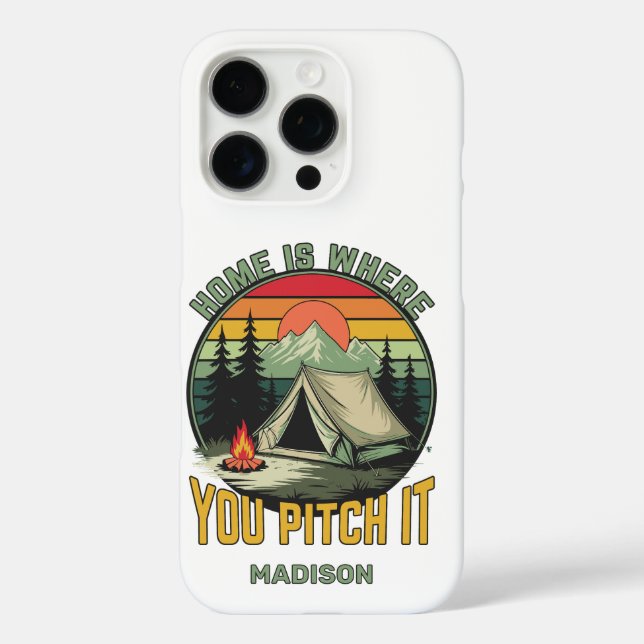 Funda iPhone 16 Pro Nombre Personalizado Camping (Reverso )