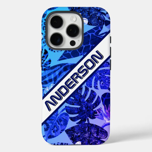 Funda iPhone 16 Pro Nombre personalizado de las hojas de palmera flora (Reverso )