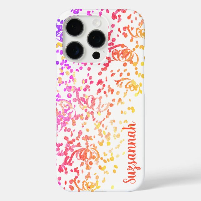 Funda iPhone 16 Pro Nombre personalizado de los Streamers de Confetti  (Reverso )