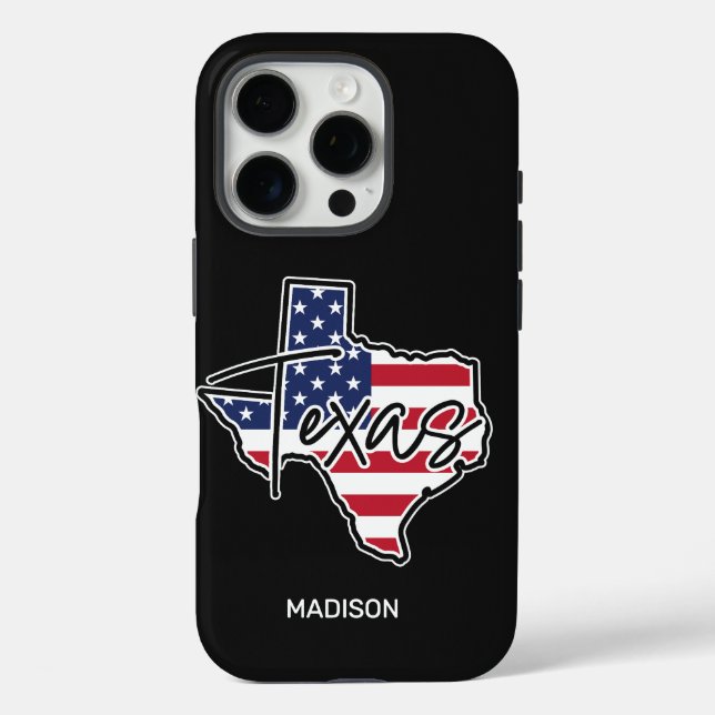 Funda iPhone 16 Pro Nombre personalizado de Texas (Reverso )