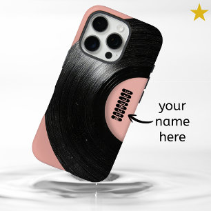 Funda iPhone 16 Pro Nombre Personalizado de Vinilo Retro Rosa Pastel