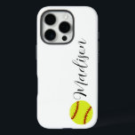 Funda iPhone 16 Pro Nombre personalizado del baloncesto de software<br><div class="desc">Un lindo estuche para iPhone con nombre personalizado de softball,  con un moderno tipo de letra de guión de caligrafía. El estilo de fuente y el color se pueden cambiar utilizando las herramientas de plantilla en línea.</div>