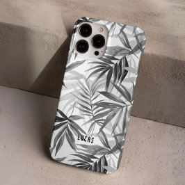 Funda iPhone 16 Pro Nombre personalizado del patrón de hojas tropicale