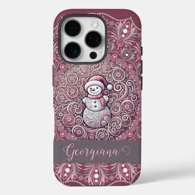 Funda iPhone 16 Pro Nombre personalizado lindo Manala singulares rosad (Reverso )