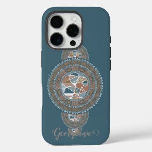 Funda iPhone 16 Pro Nombre personalizado Oro Verde azulado Abstracto O