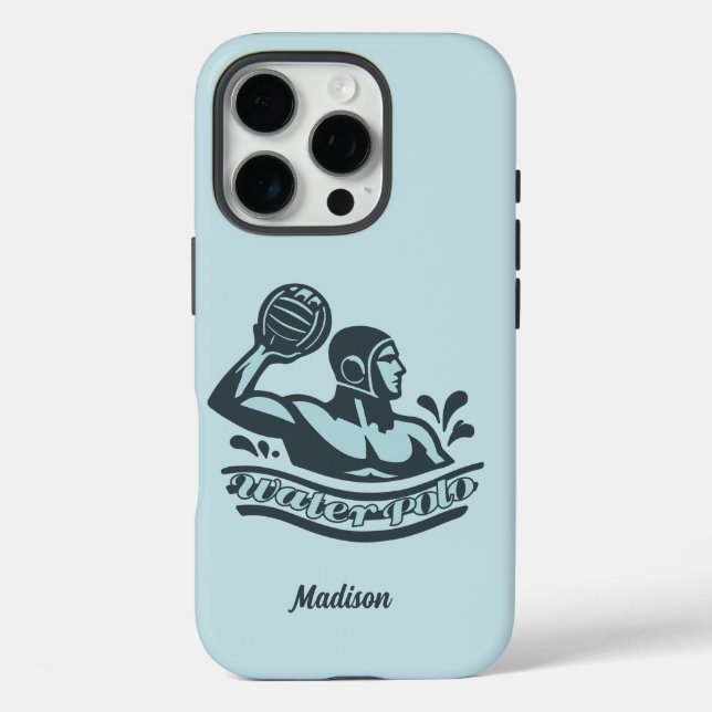 Funda iPhone 16 Pro Nombre Personalizado Water Polo (Reverso )