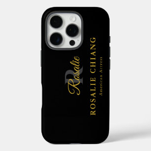 Funda iPhone 16 Pro Nombre y título personalizados con monograma