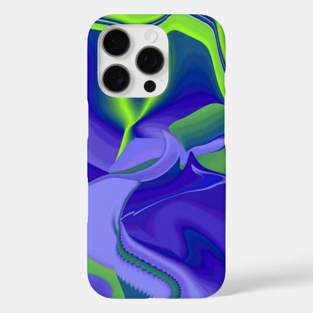 Funda iPhone 16 Pro Ojo malvado , Resumen 3D en púrpura azul verde (Reverso )