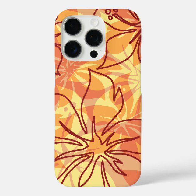 Funda iPhone 16 Pro Olowalu Hibiscus Hawaiian Camo Papaya (Reverso )