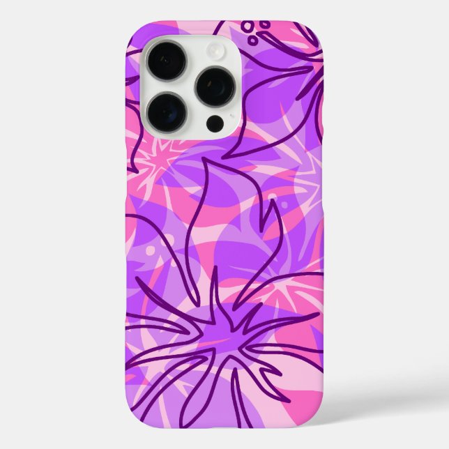 Funda iPhone 16 Pro Olowalu Hibiscus Hawaiian Camo Pink (Reverso )