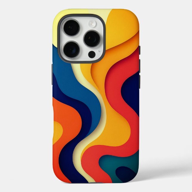 Funda iPhone 16 Pro Ondas abstractas coloridas (Reverso )