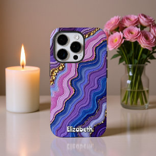Funda iPhone 16 Pro Ondas de Agar Púrpura con Oro