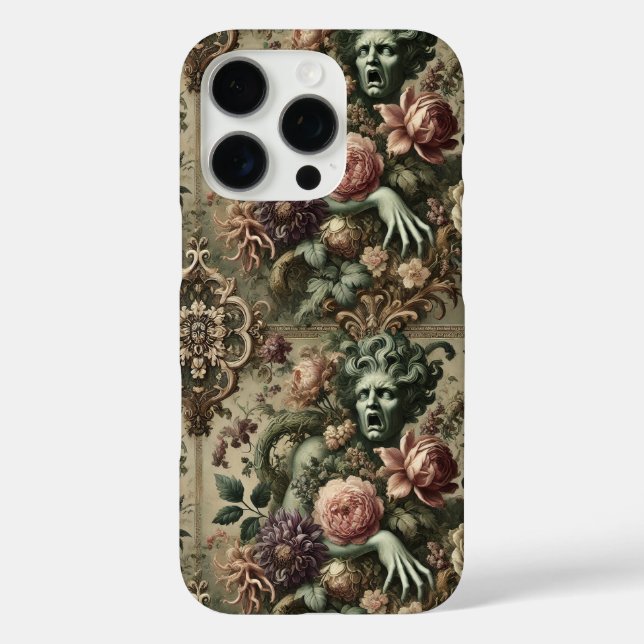 Funda iPhone 16 Pro Opulencia Operativa - Barroco floral gótico (Reverso )