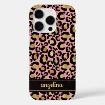 Oro Laminado Sobre Estampado De Leopardo Rosa Con