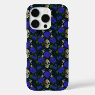 Funda iPhone 16 Pro Oscuro Rosa gótico de Grungy Vines Raven Skull azu