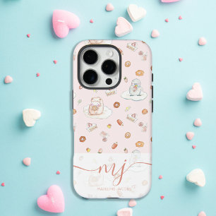 Funda iPhone 16 Pro Oveja y pingüino de sueños dulces   Postre rosa pa