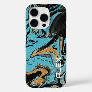 Funda iPhone 16 Pro Paint Swirl para Naranjas negros, azules y quemado