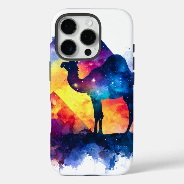 Funda iPhone 16 Pro Paisaje de camellos egipcio estrellado cósmico (Reverso )