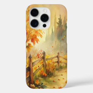 Funda iPhone 16 Pro Paisaje otoñal rústico acuarela