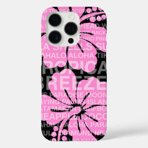 Funda iPhone 16 Pro Palabras veraniegas Hawai Hibiscus Pink