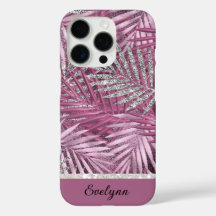 Palmas Purpurinas rosadas y plateadas personalizad