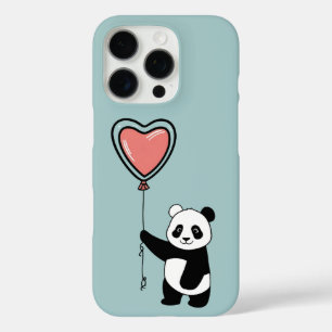 Funda iPhone 16 Pro Panda Holding Heart Balloon - Sweet