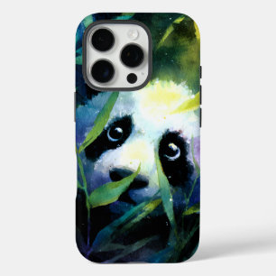 Funda iPhone 16 Pro Panda Peeking Bamboo Watercolor