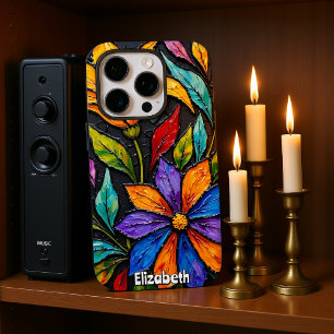 Funda iPhone 16 Pro Panel de la ventana de vidrio templado floral